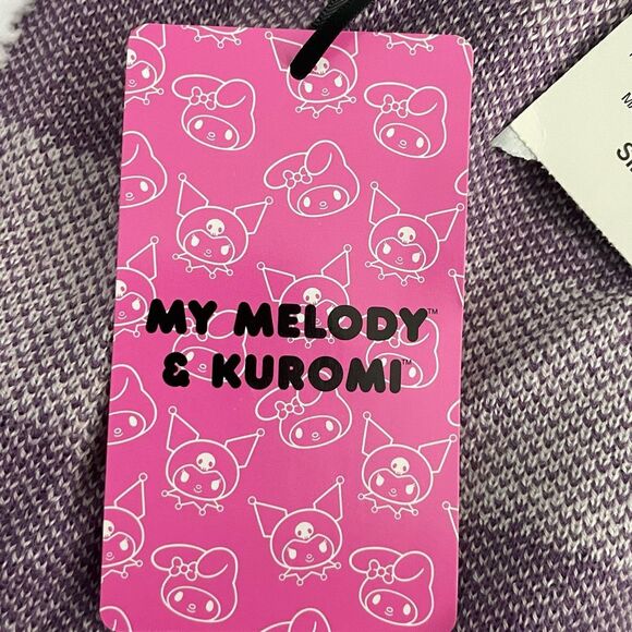 Sanrio Hello Kitty My Melody & Kuromi Cardigan Sweater Purple White Knit Sherpa - Picture 9 of 9